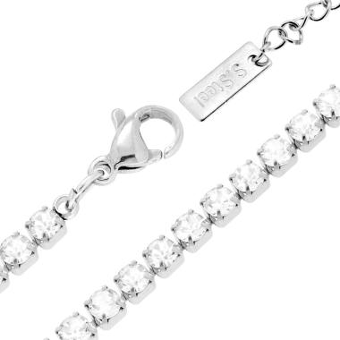 Collana Tennis Griffe cm 40+5 con Crystal 3 mm Bianchi in ACCIAIO