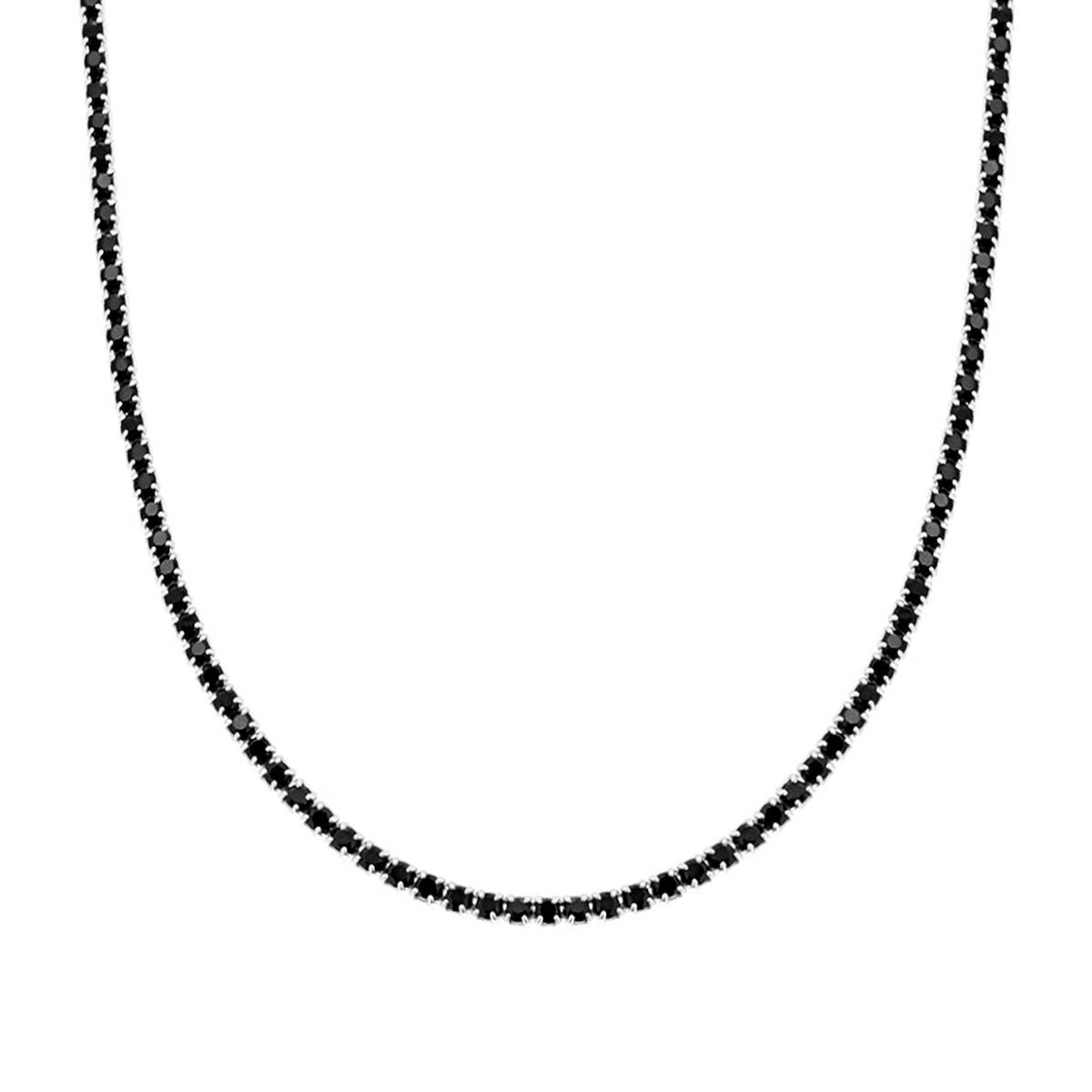 Collana Tennis Griffe cm 40+5 con Crystal 3 mm Neri in ACCIAIO