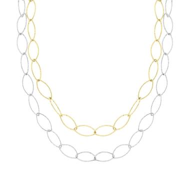 Collana due fili Catena Forzatina Diamantata colore Oro in ACCIAIO