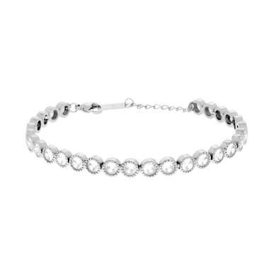 Bracciale Tennis Cipollina cm 17+3 con Crystal Bianchi mm 4 in ACCIAIO