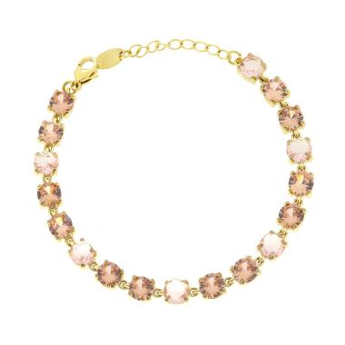 Bracciale Tennis con Crystal Tondi nei toni Rosa Cipria in ACCIAIO colore Oro