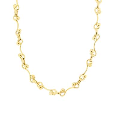Collana Catena Maglia Ornata con Palline in ACCIAIO colore Oro