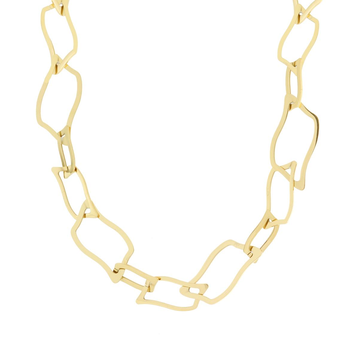 Collana Catena Maglia Rettangolare Piatta in ACCIAIO colore Oro