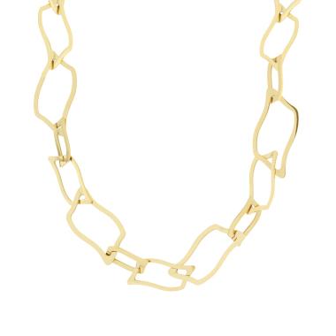 Collana Catena Maglia Rettangolare Piatta in ACCIAIO colore Oro