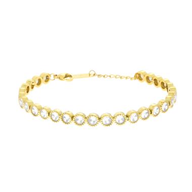 Bracciale Tennis Cipollina cm 17+3 con Crystal Bianchi mm 4 in ACCIAIO colore Oro