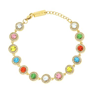 Bracciale Tennis con Tondi Crystal Multicolor in ACCIAIO colore Oro