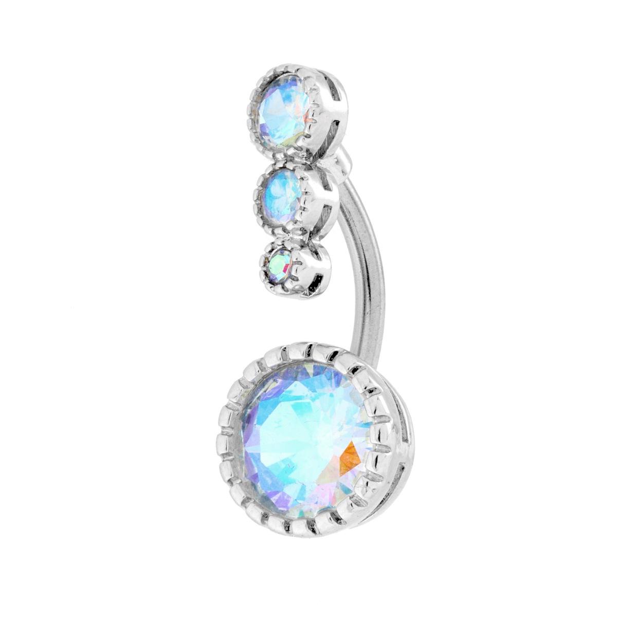 Body Piercing Banana mm 25 Trilogy Crystal Boreale in ACCIAIO Chirurgico