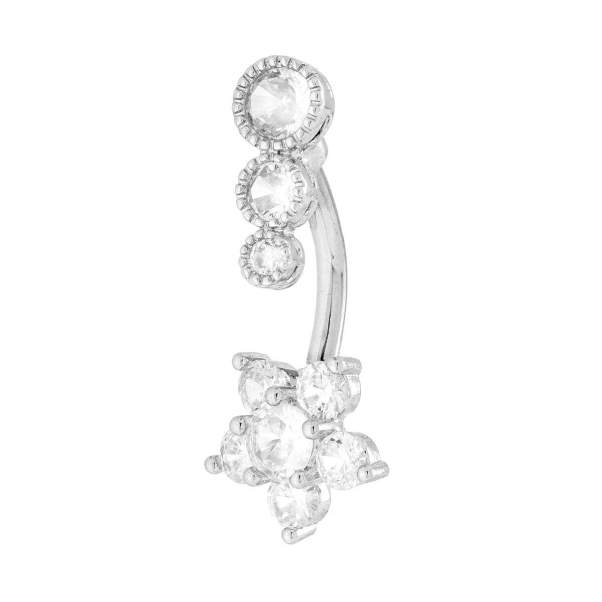 Body Piercing Banana mm 25 Trilogy e Fiore Crystal Bianchi in ACCIAIO Chirurgico