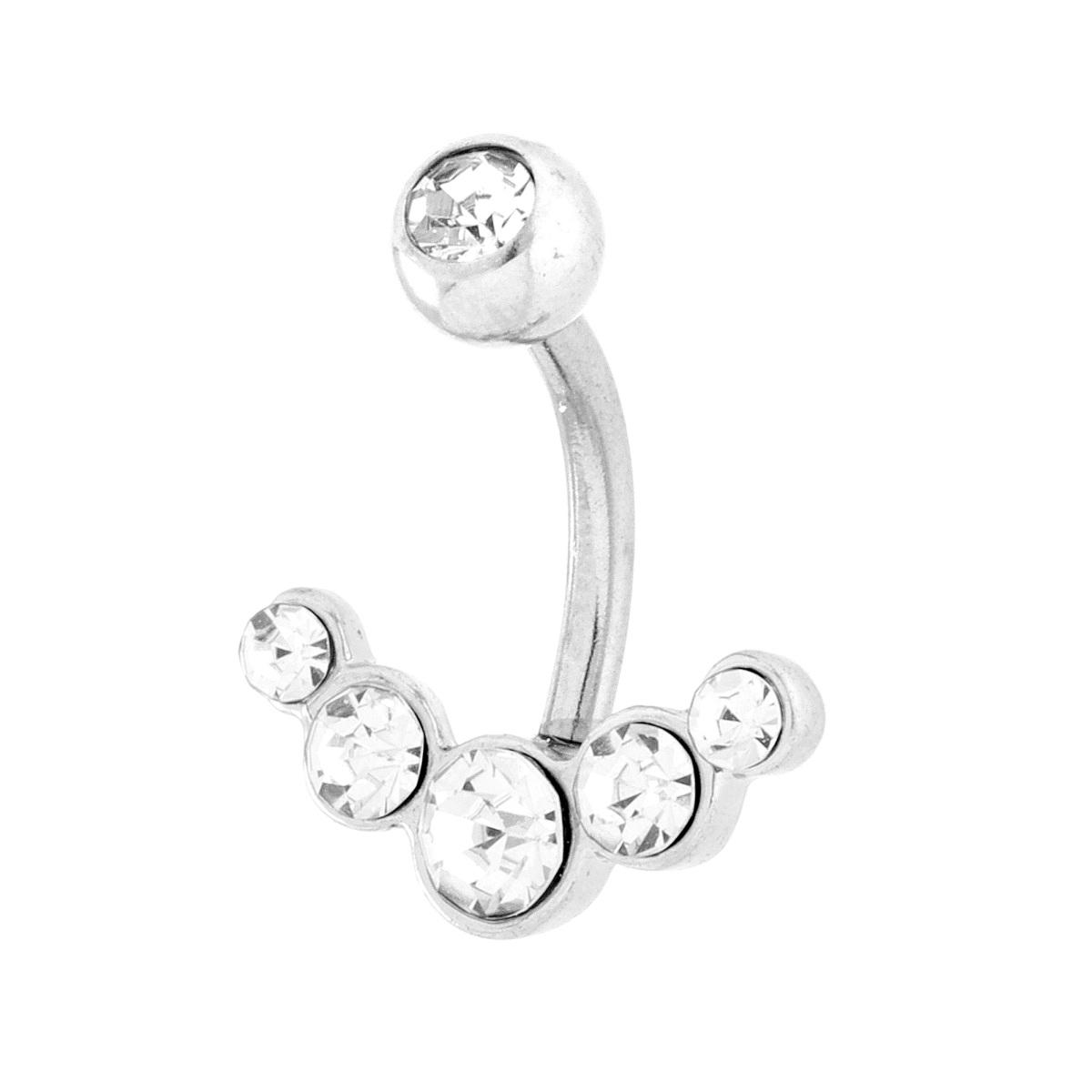 Body Piercing Banana mm 19 Pallina Punto Luce e Diadema con Crystal Bianchi in ACCIAIO Chirurgico