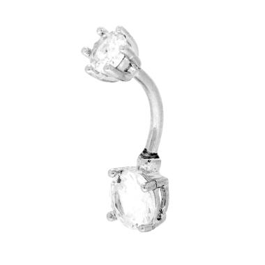 Body Piercing Banana mm 24 Punto Luce Crystal Bianchi in ACCIAIO Chirurgico
