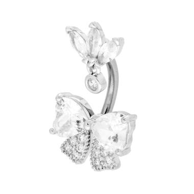 Body Piercing Banana mm 23 Fiocco Crystal Bianchi Marquise in ACCIAIO Chirurgico