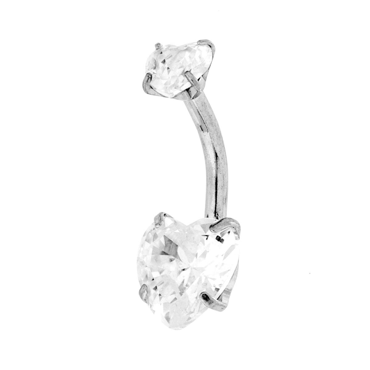 Body Piercing Banana mm 20 Cuori Crystal Bianchi in ACCIAIO Chirurgico