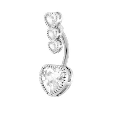 Body Piercing Banana mm 25 Trilogy Cuore con Crystal Bianchi in ACCIAIO Chirurgico