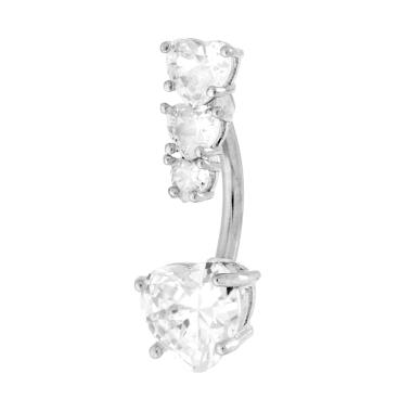 Body Piercing Banana mm 24 Trilogy Cuore con Crystal Bianchi in ACCIAIO Chirurgico