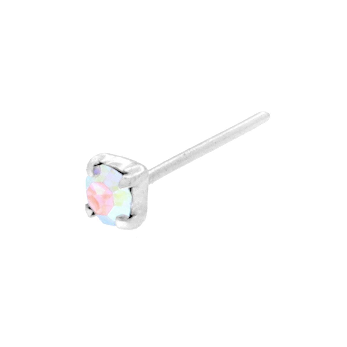 Piercing Naso Chiodino a Griffe con Zircone Bianco Boreale 2 mm in ARGENTO 925