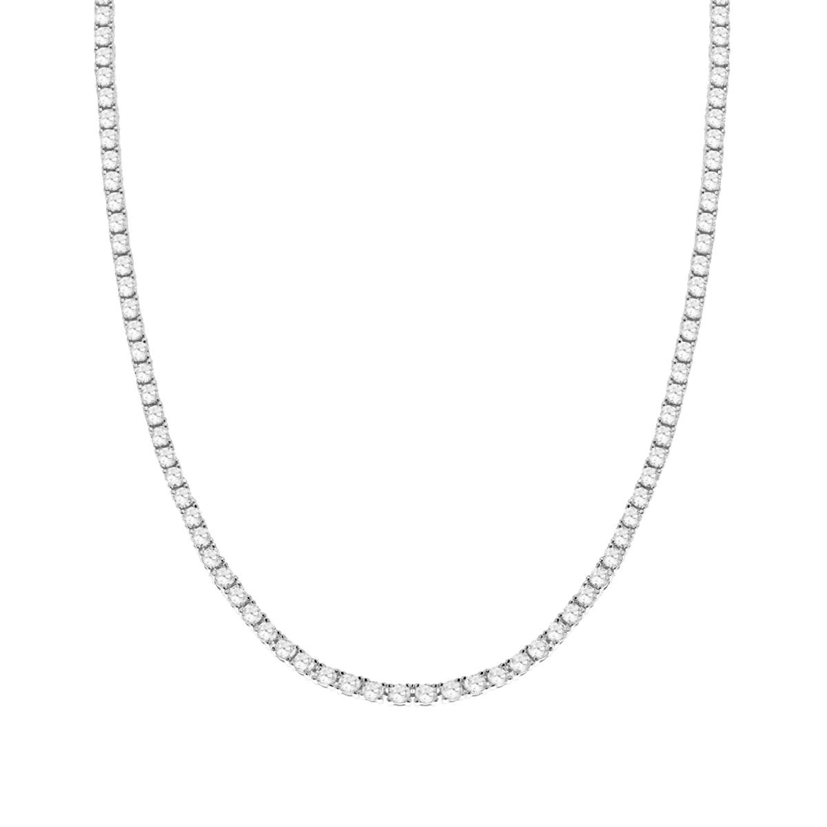 Collana Tennis Griffe cm 50 con Zirconi mm 3 Bianchi in ARGENTO 925 Galvanica Rodio