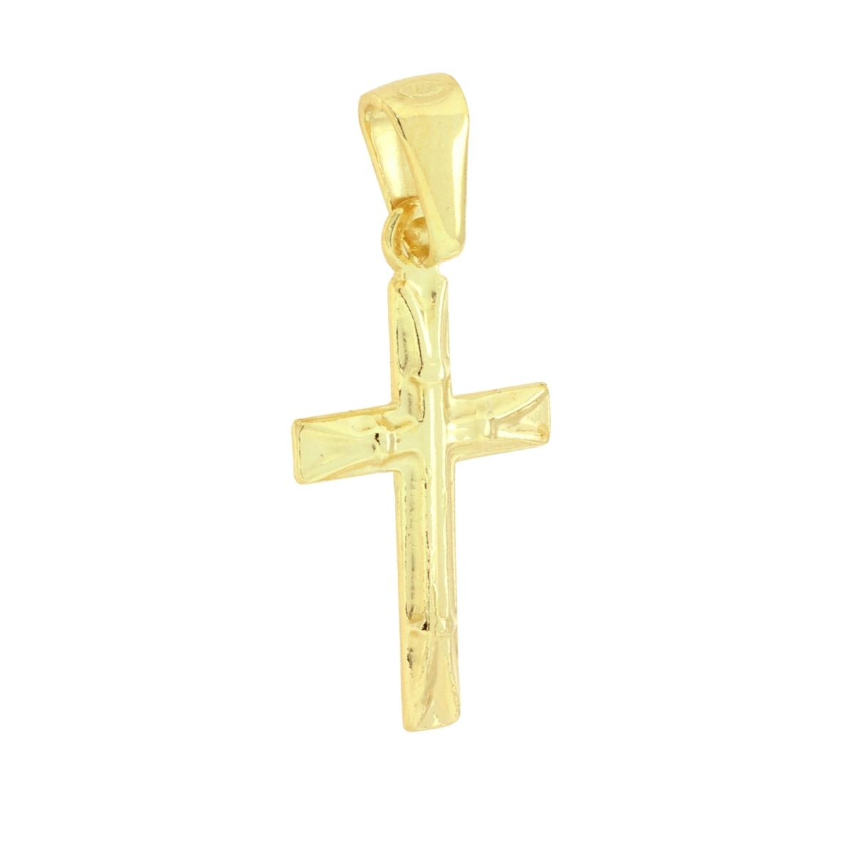 Ciondolo Croce Latina in ARGENTO 925 Galvanica Oro