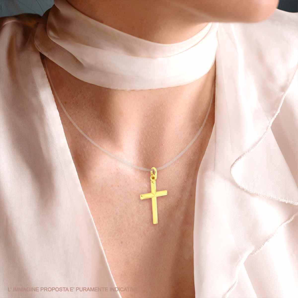 Ciondolo Croce Latina in ARGENTO 925 Galvanica Oro