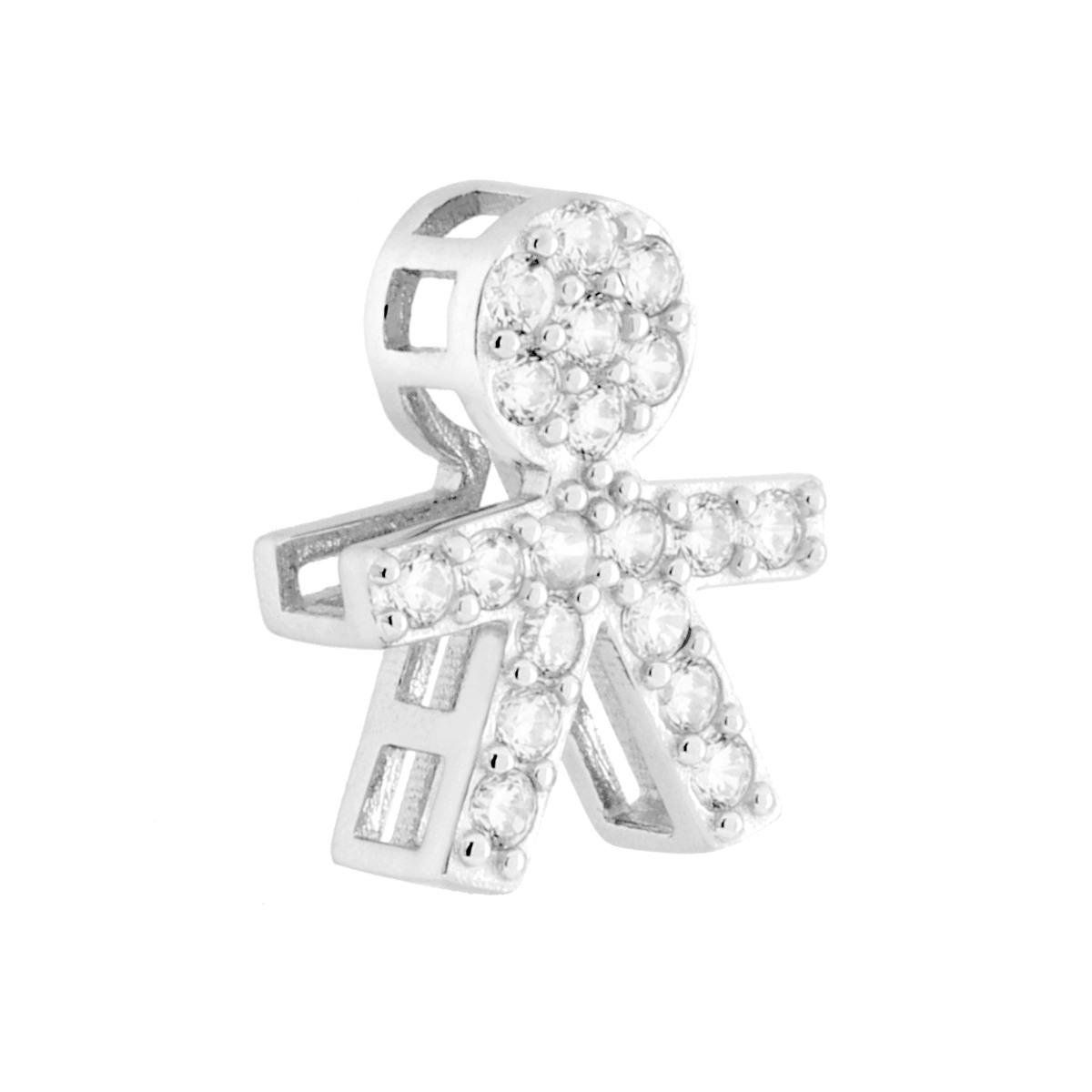 Ciondolo Bimbo con Cubic Zirconia Bianchi in ARGENTO 925 Galvanica Rodio