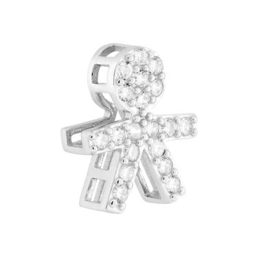 Ciondolo Bimbo con Cubic Zirconia Bianchi in ARGENTO 925 Galvanica Rodio