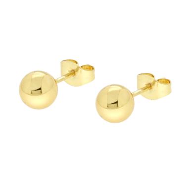 Orecchini Pallina mm 6 in ACCIAIO colore Oro
