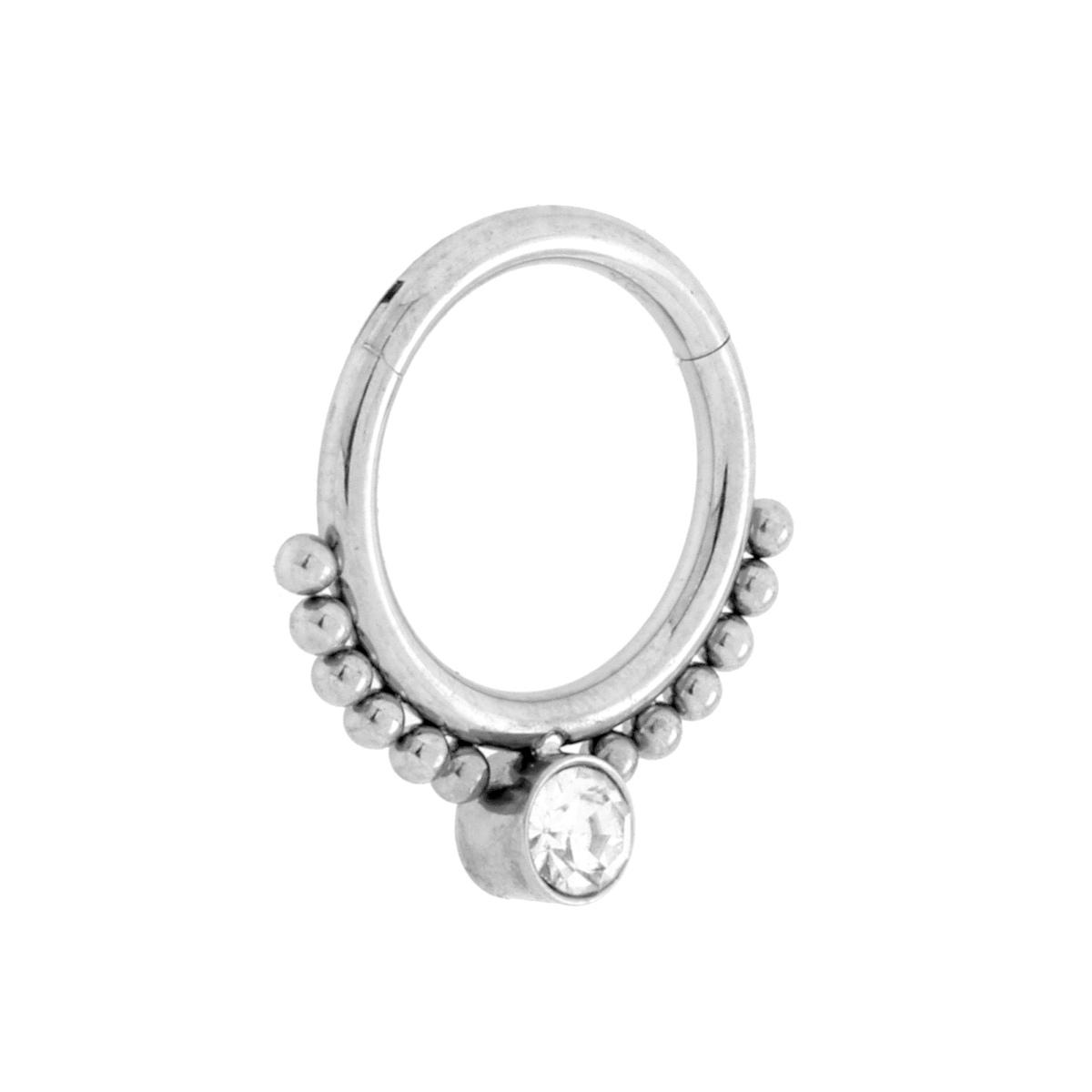 Body Piercing Cerchio Setto Nasale mm 10.5 con Crystal Bianco in ACCIAIO Chirurgico