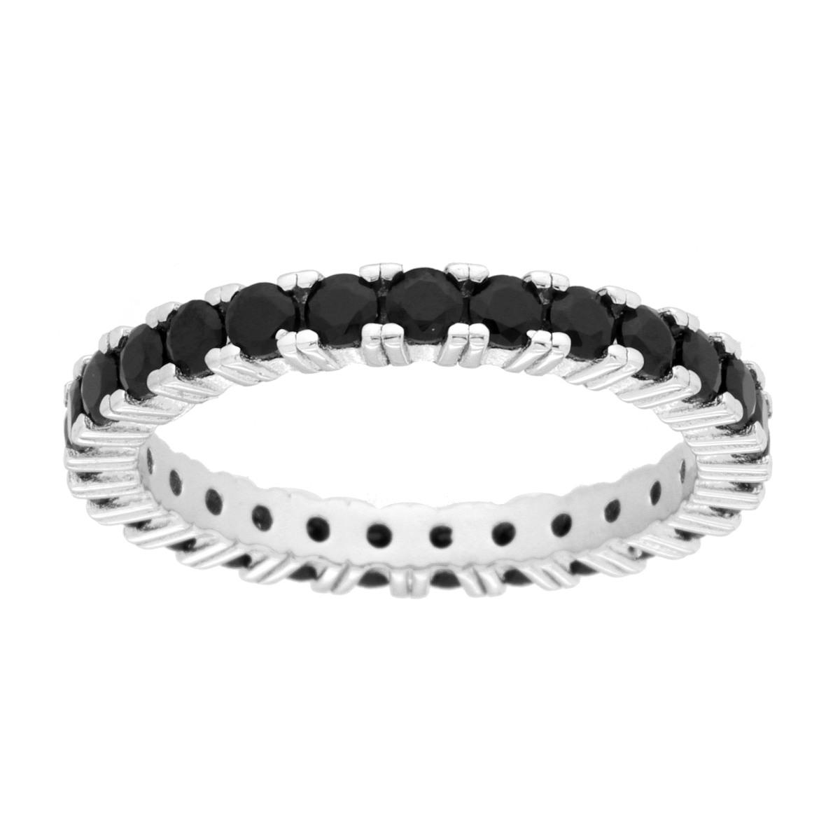 Anello Eternity Veretta a giro con Cubic Zirconia Neri mm 2.5 in ARGENTO 925 Galvanica Rodio