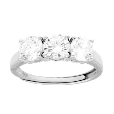 Anello Trilogy con Cubic Zirconia Bianchi mm 5 in ARGENTO 925 Galvanica Rodio