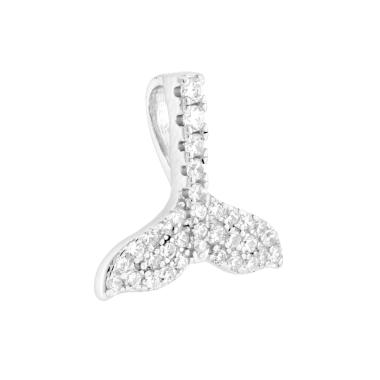 Ciondolo Coda di Balena con Cubic Zirconia Bianchi in ARGENTO 925 Galvanica Rodio