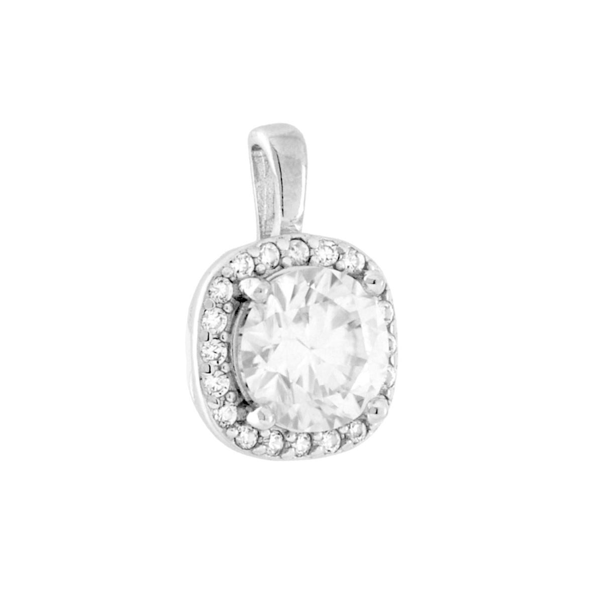 Parure Set Orecchini e Ciondolo Punto Luce Quadrato Cushion con MOISSANITE Bianchi in ARGENTO 925 Galvanica Rodio