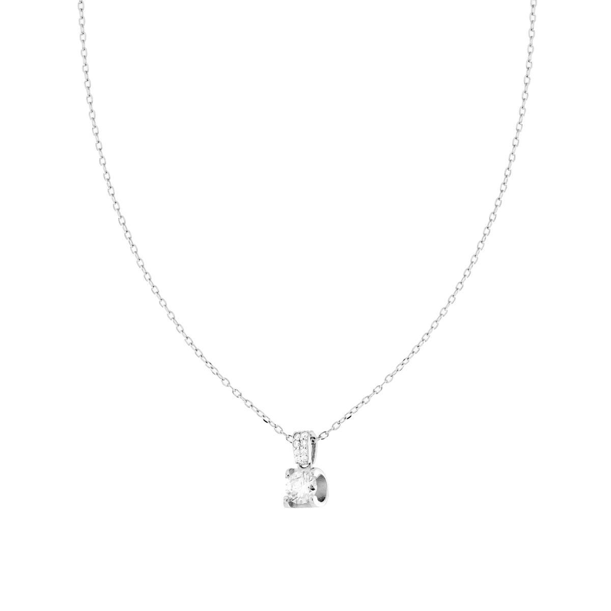 Collana Catena Forzatina Diamantata con Punto Luce in MOISSANITE Bianco mm 5 in ARGENTO 925 Galvanica Rodio