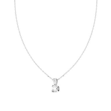 Collana Catena Forzatina Diamantata con Punto Luce in MOISSANITE Bianco mm 5 in ARGENTO 925 Galvanica Rodio