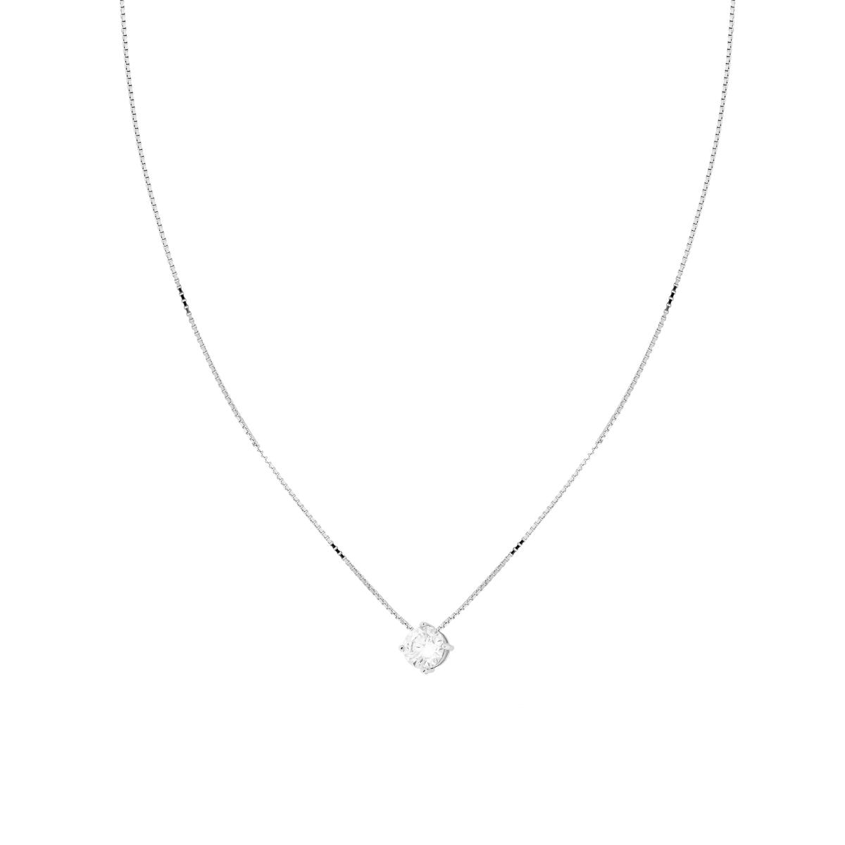 Collana Catena Veneziana Diamantata con Punto Luce mm 5 in MOISSANITE Bianco in ARGENTO 925 Galvanica Rodio