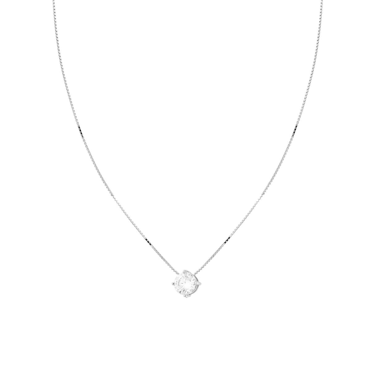 Collana Catena Veneziana Diamantata con Punto Luce mm 6 in MOISSANITE Bianco in ARGENTO 925 Galvanica Rodio