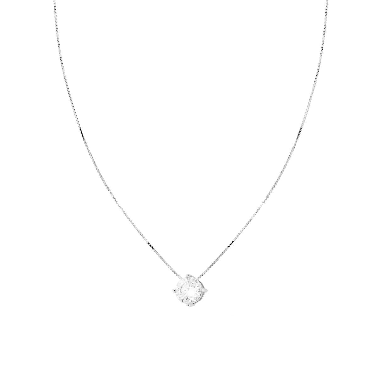 Collana Catena Veneziana Diamantata con Punto Luce mm 7 in MOISSANITE Bianco in ARGENTO 925 Galvanica Rodio