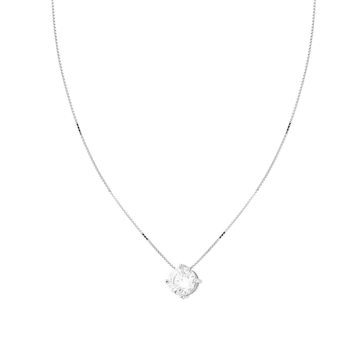 Collana Catena Veneziana Diamantata con Punto Luce mm 8 in MOISSANITE Bianco in ARGENTO 925 Galvanica Rodio