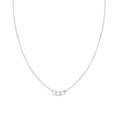 Collana Catena Forzatina Diamantata con Punto Luce Trilogy in MOISSANITE Bianco mm 3.5 in ARGENTO 925 Galvanica Rodio