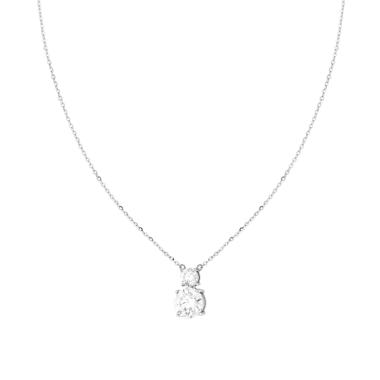 Collana Catena Forzatina Diamantata con Punto Luce in MOISSANITE Bianco mm 8 e 5 in ARGENTO 925 Galvanica Rodio