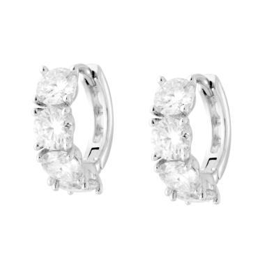 Orecchini Cerchio mm 13 con MOISSANITE mm 4 in ARGENTO 925 Galvanica Rodio