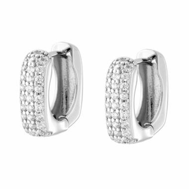 Orecchini Cerchio Quadrato con Cubic Zirconia Bianchi in OTTONE