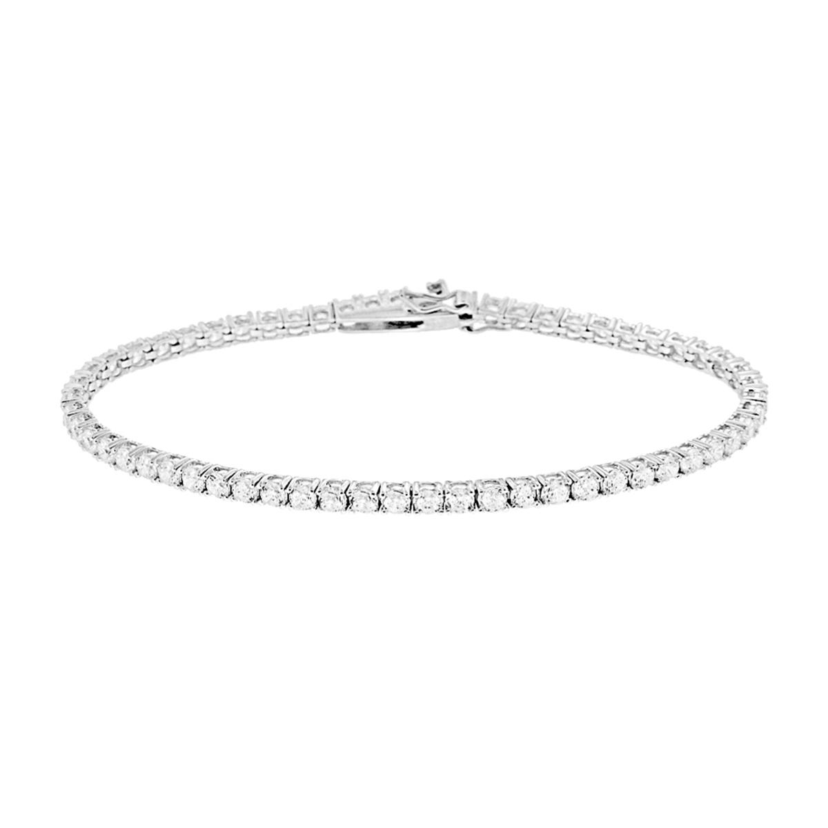 Bracciale Tennis Griffe cm 18 con Cubic Zirconia mm 3 Bianchi in OTTONE Galvanica Rodio