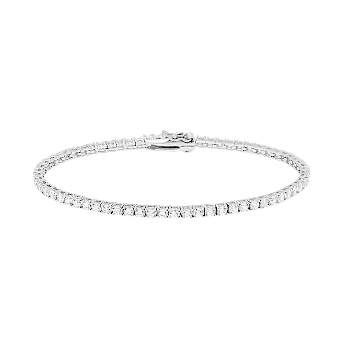 Bracciale Tennis Griffe cm 16 con Cubic Zirconia mm 2.5 Bianchi in OTTONE Galvanica Rodio