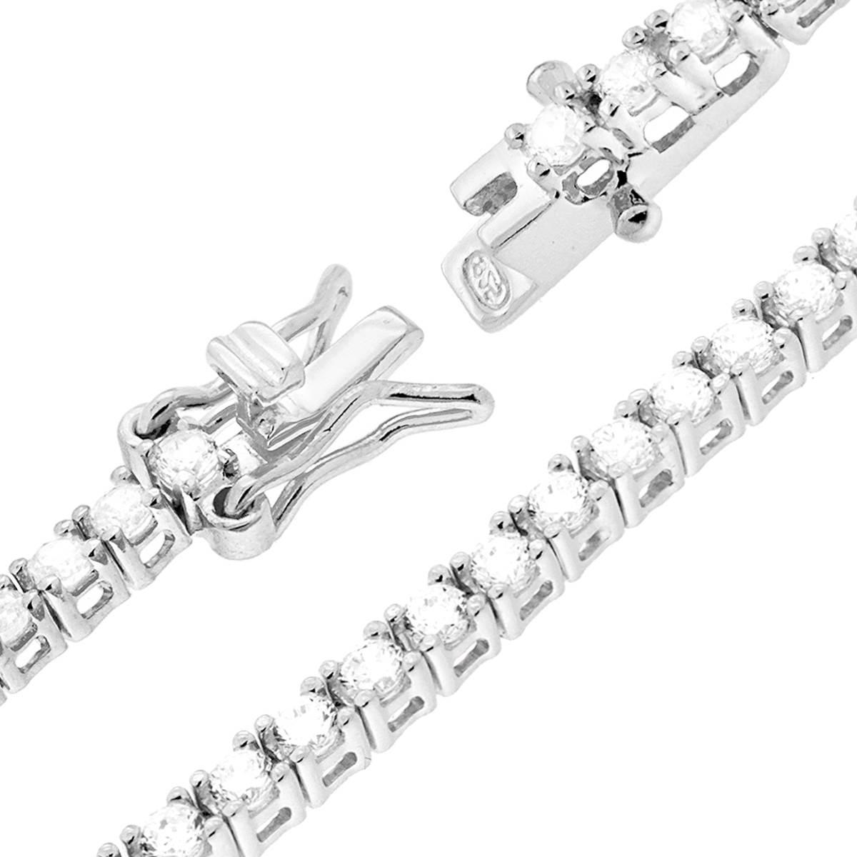 Bracciale Tennis Griffe cm 18 con Cubic Zirconia mm 2.5 Bianchi in OTTONE Galvanica Rodio