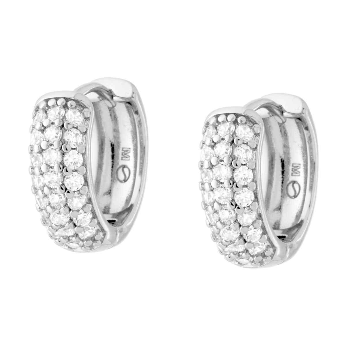 Orecchini Cerchio mm 15 con Cubic Zirconia Bianchi in OTTONE
