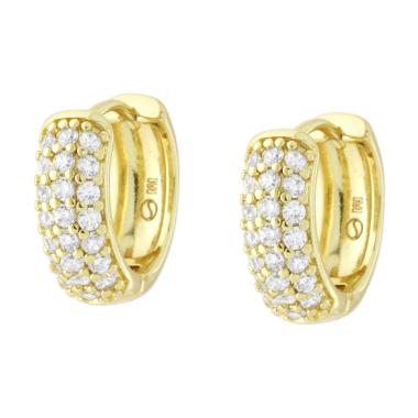 Orecchini Cerchio mm 15 con Cubic Zirconia Bianchi in OTTONE colore Oro