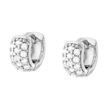 Orecchini Cerchio mm 10 con Cubic Zirconia Bianchi in OTTONE