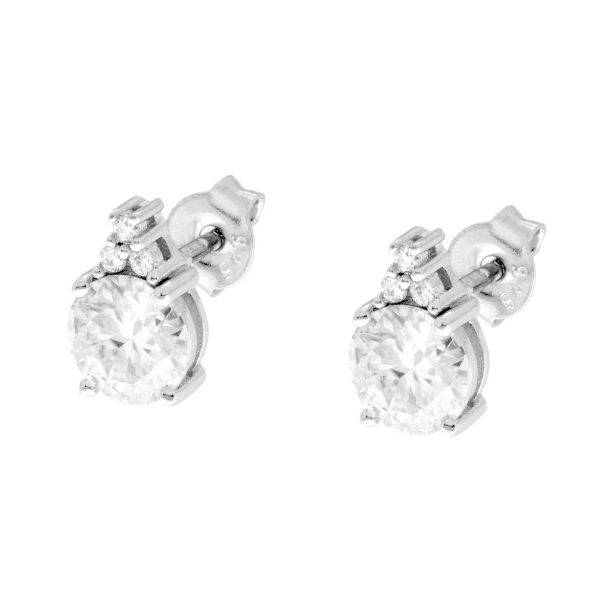 Orecchini Punto Luce con MOISSANITE mm 6 in ARGENTO 925 Galvanica Rodio