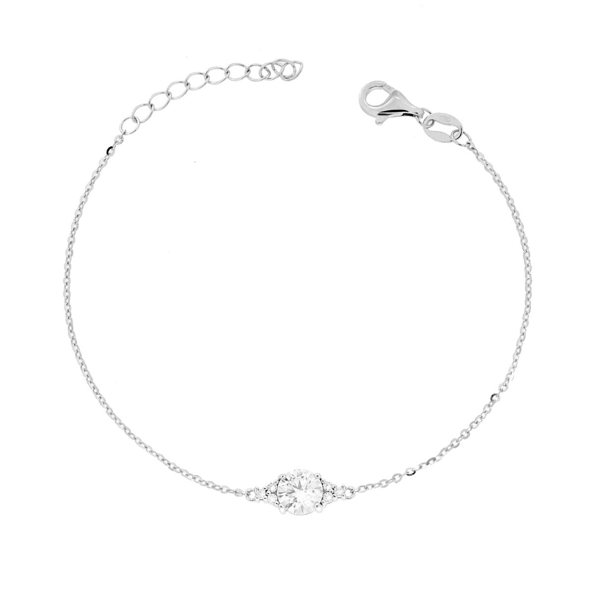Bracciale Catena Forzatina Diamantata Punto Luce con MOISSANITE Bianco mm 6 in ARGENTO 925 Galvanica Rodio
