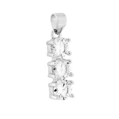Ciondolo Trilogy con MOISSANITE Bianco mm 5 in ARGENTO 925 Galvanica Rodio
