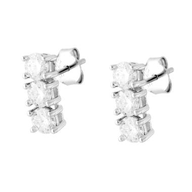 Orecchini Trilogy con MOISSANITE mm 4 in ARGENTO 925 Galvanica Rodio